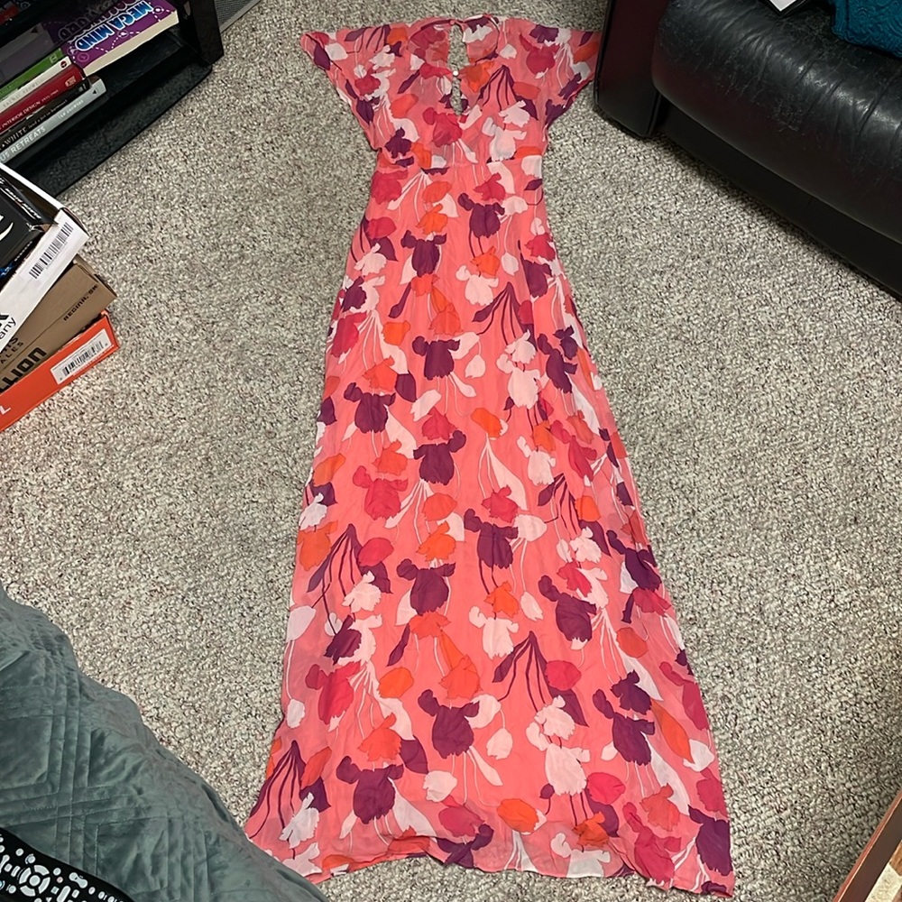 Massimo Dutti Floral Maxi Dress - Pink and Purple